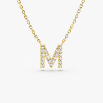 Sterling Silver Diamond Initial Necklace | Personalized Micro-Pavé Sparkle