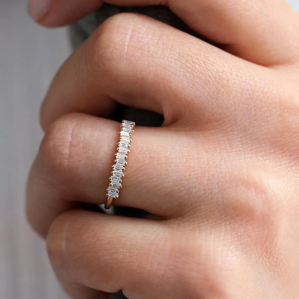 Vertical Baguette Diamond Ring | Stackable Dainty Fine Jewelry