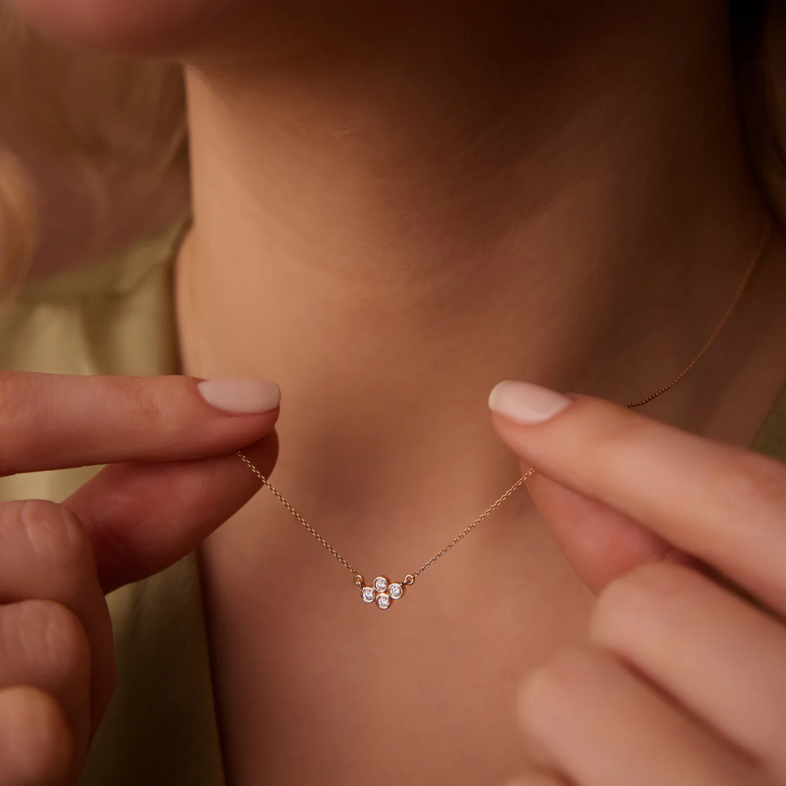 Four Diamond Cluster Necklace | Minimal Sparkle, Maximum Style