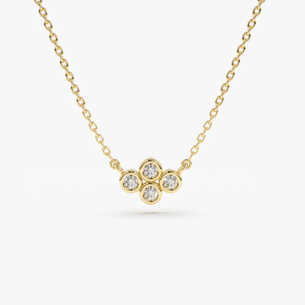 Four Diamond Cluster Necklace | Minimal Sparkle, Maximum Style