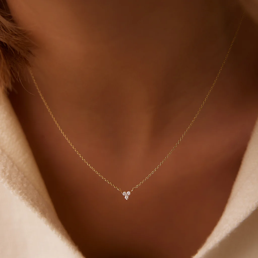 Diamond Trio Necklace | Dainty Triangle Pendant
