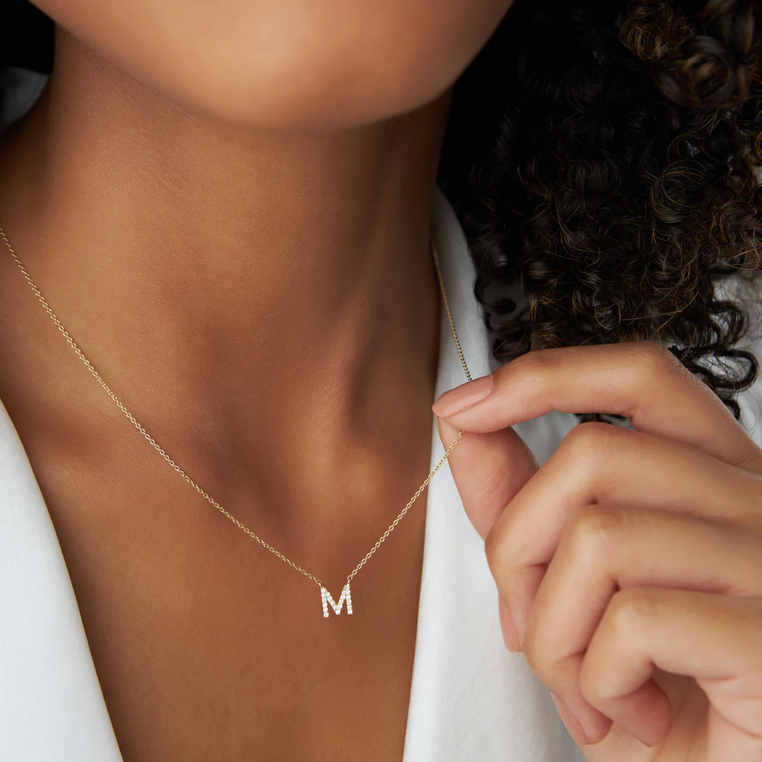 Sterling Silver Diamond Initial Necklace | Personalized Micro-Pavé Sparkle
