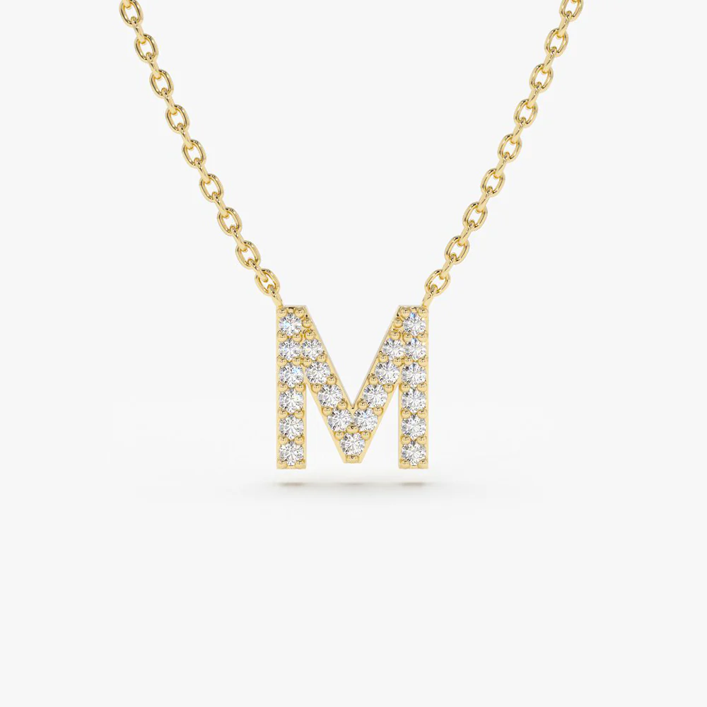 Sterling Silver Diamond Initial Necklace | Personalized Micro-Pavé Sparkle