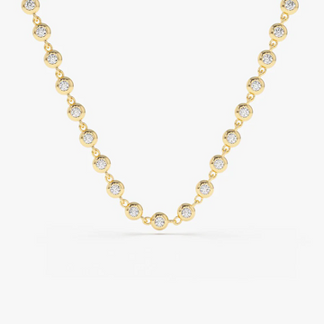 Gold Bezel Set Diamond Tennis Necklace | Classic Minimalist Sparkle