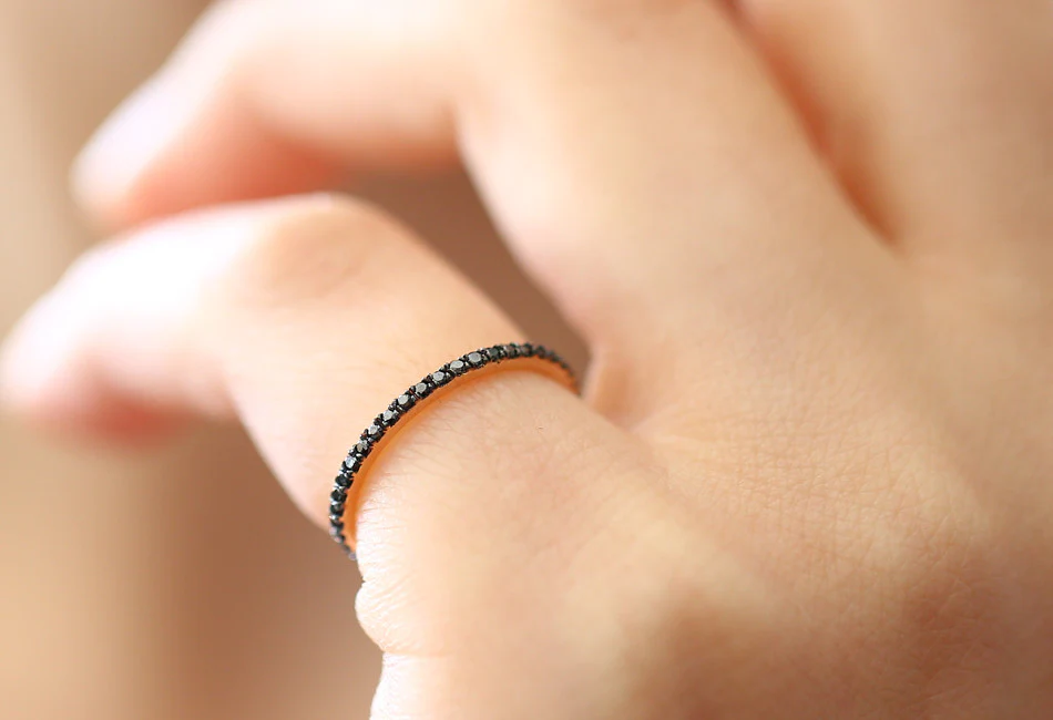 Black Diamond Eternity Band | Dainty Micro-Pavé Stackable Ring
