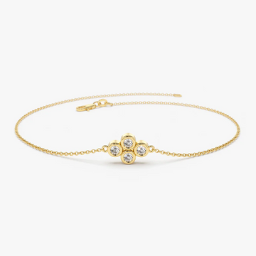 Quad Diamond Bracelet in 925 Sterling Silver – Gold Plated Dainty Jewelry