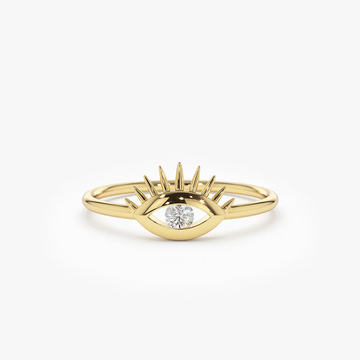 Diamond Evil Eye Ring in 925 Sterling Silver – Gold Plated Protection Jewelry