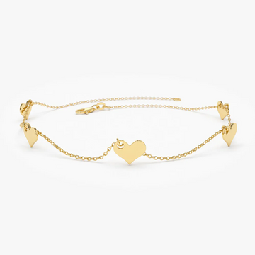 Dangle Heart Bracelet in 925 Sterling Silver – Gold Plated Dainty Jewelry