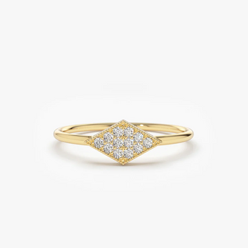 Diamond Shape Micro Pave Ring in 925 Sterling Silver – Gold Plated Dainty Jewelry