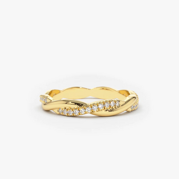 Weaving Braid Eternity Diamond Ring in 925 Sterling Silver – 18k Gold Plated