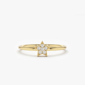 Star Shaped Diamond Ring in 925 Sterling Silver – Gold Plated Dainty Jewelry