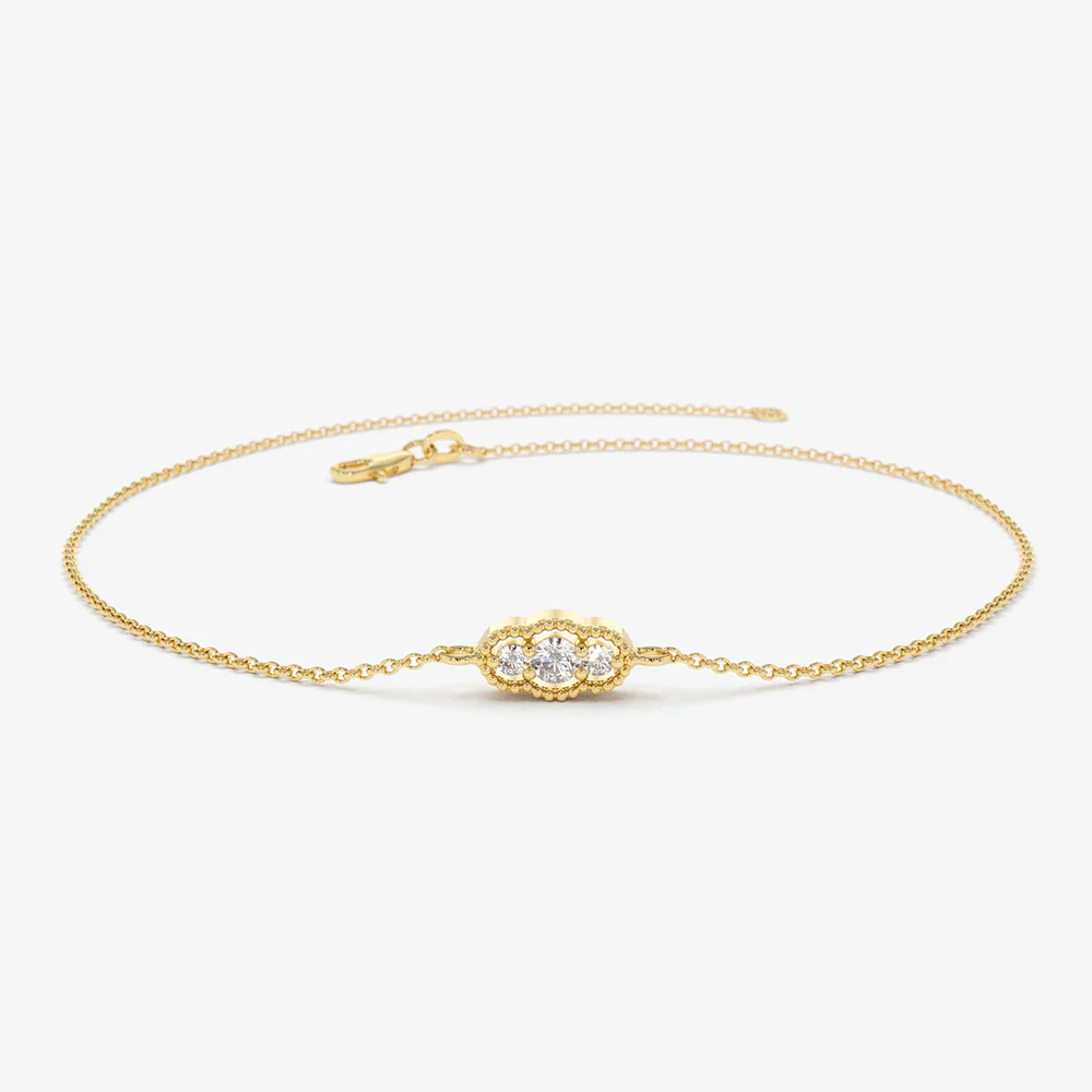 Art Deco Diamond Bracelet in 925 Sterling Silver – Gold Plated Dainty Jewelry