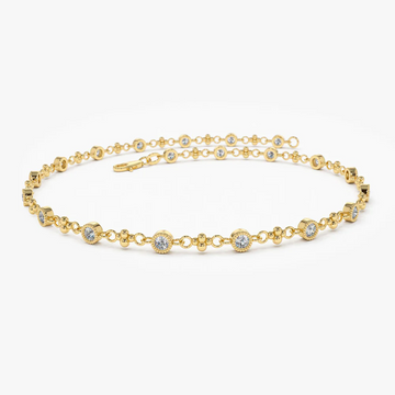 Bezel Milgrain Diamond Bracelet in 925 Sterling Silver – Gold Plated Dainty Jewelry
