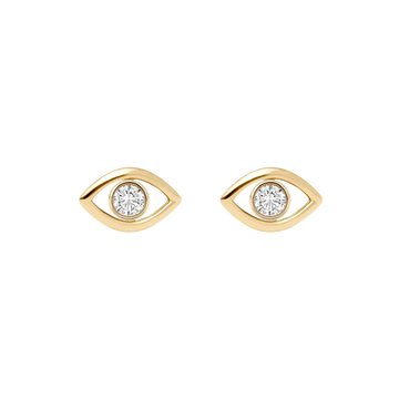 925 Silver Evil Eye Diamond Stud Earrings