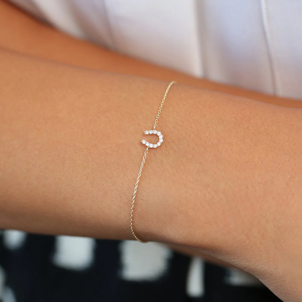 Lucky Horseshoe Bracelet in 925 Sterling Silver – Gold Plated Dainty Jewelry