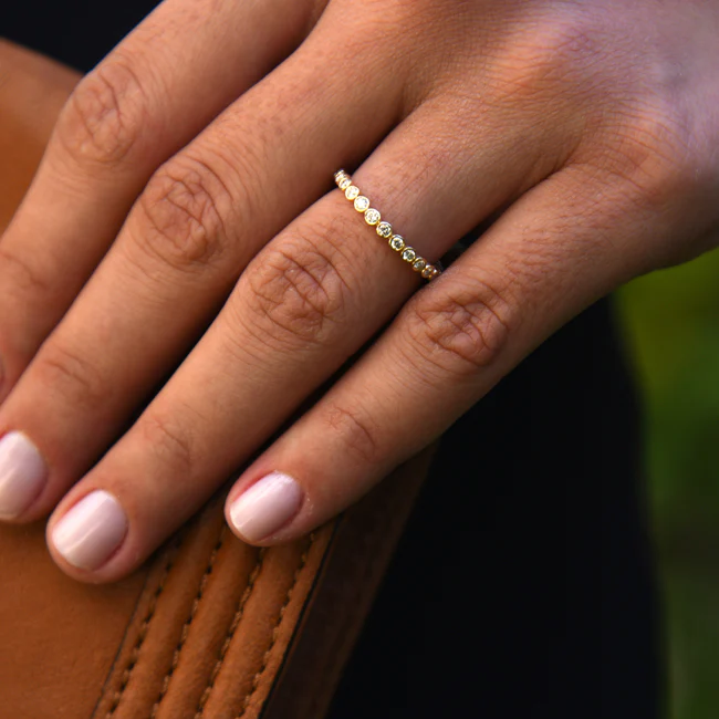 Bezel Diamond Eternity Ring in 925 Sterling Silver – Gold Plated Fine Jewelry