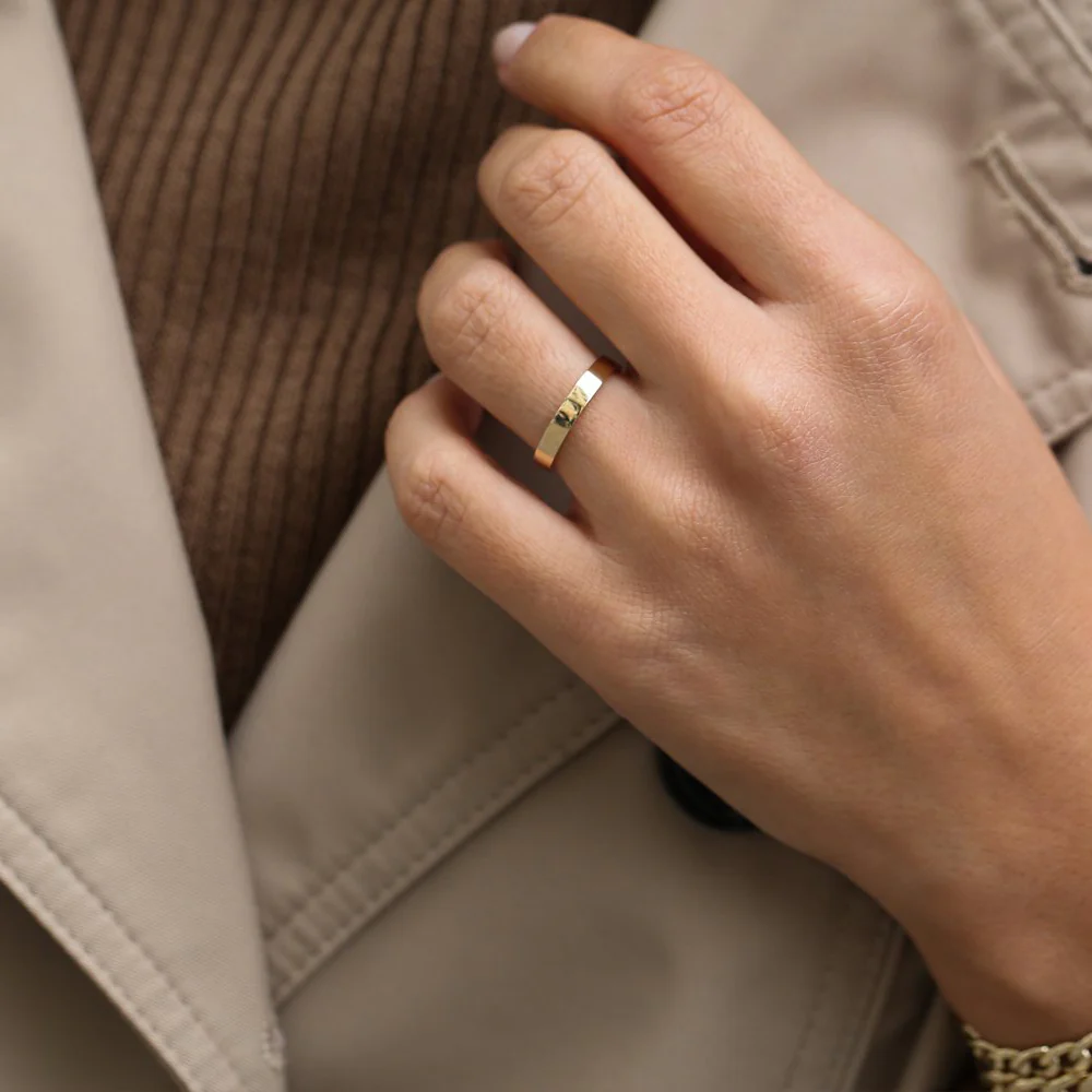 Flat Wedding Band 3MM in 925 Sterling Silver – Gold Plated Classic Ring