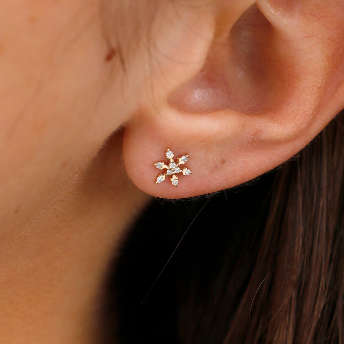 925 Silver Snowflake Diamond Stud Earrings