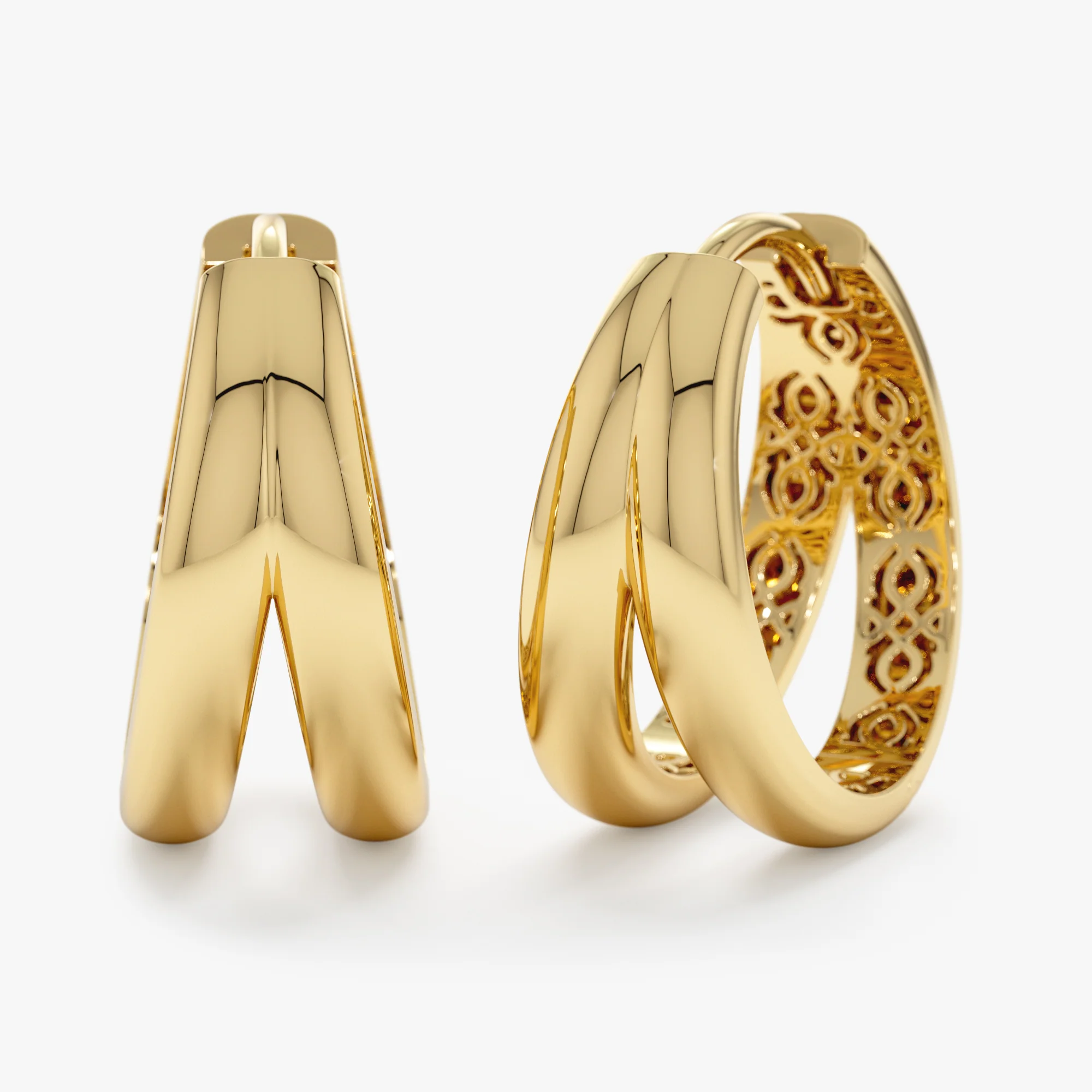 925 Silver Chevron Hoop Earrings – 18k Gold Plated