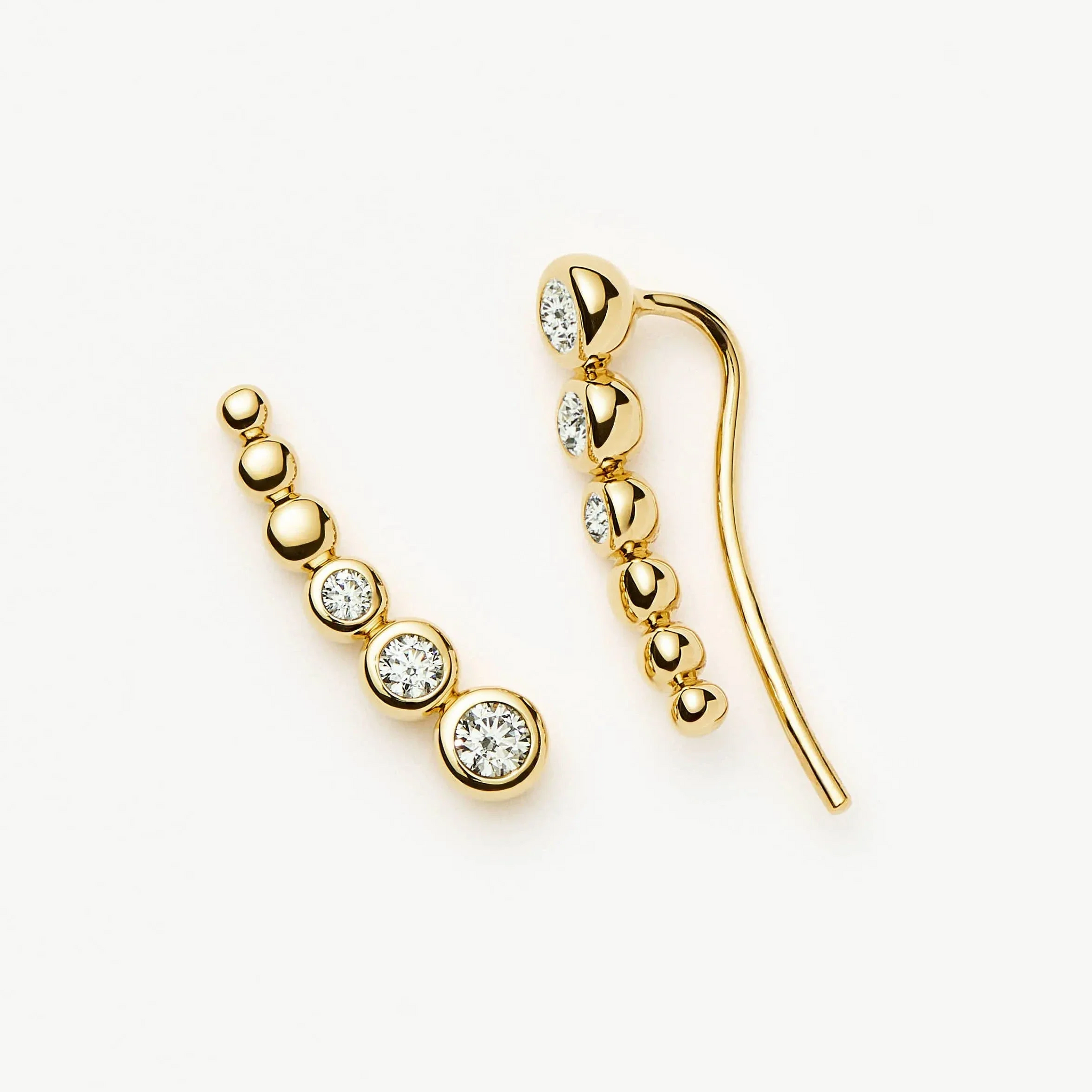 Climber Earrings in 925 Sterling Silver – Gold Plated Cubic Jewelry