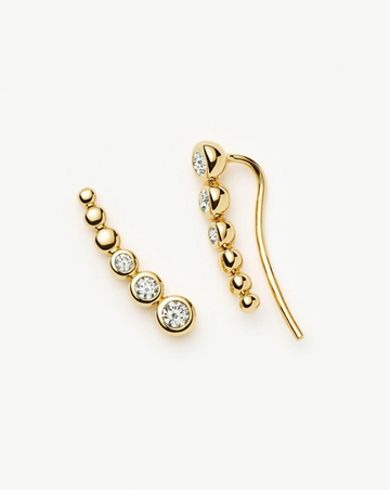 Climber Earrings in 925 Sterling Silver – Gold Plated Cubic Jewelry