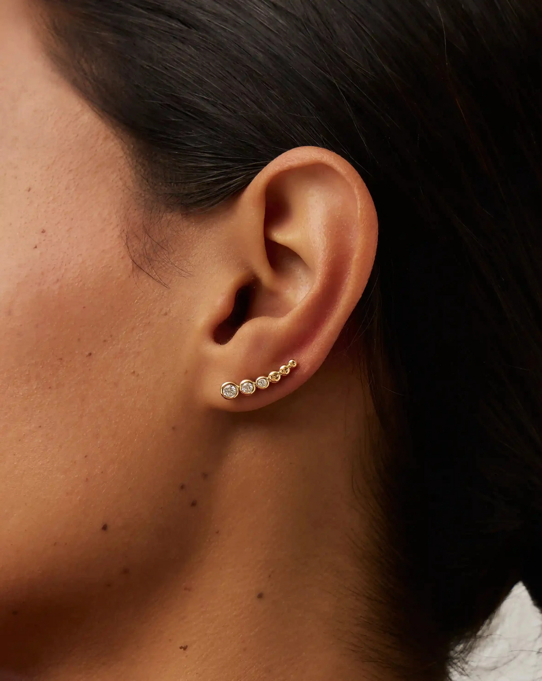 Climber Earrings in 925 Sterling Silver – Gold Plated Cubic Jewelry