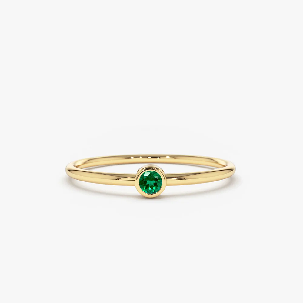 Solitaire Emerald Ring in 925 Sterling Silver – Gold Plated Minimalist Jewelry