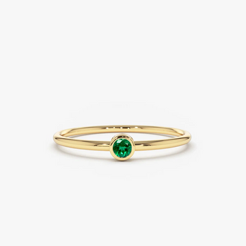 Solitaire Emerald Ring in 925 Sterling Silver – Gold Plated Minimalist Jewelry