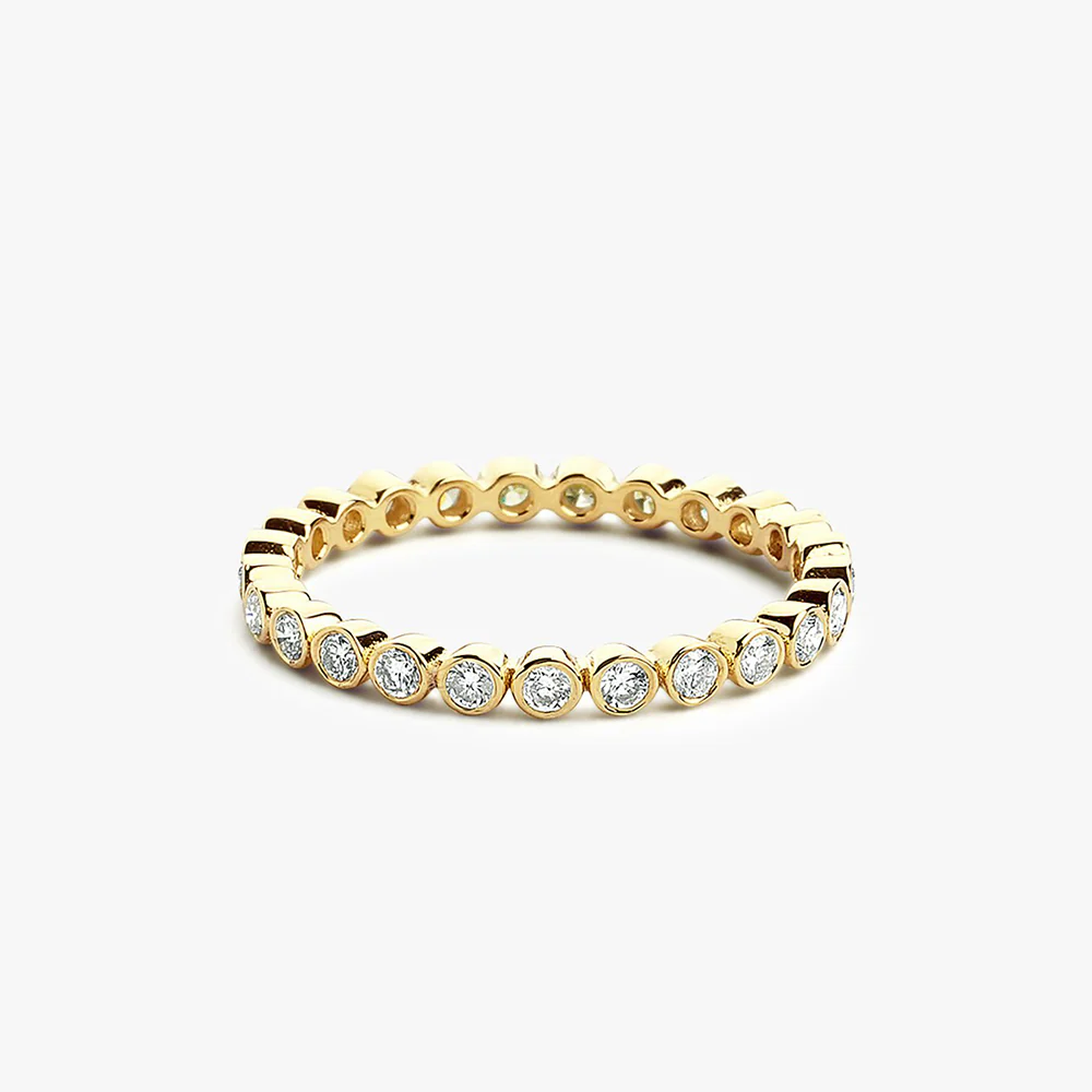 Bezel Diamond Eternity Ring in 925 Sterling Silver – Gold Plated Fine Jewelry